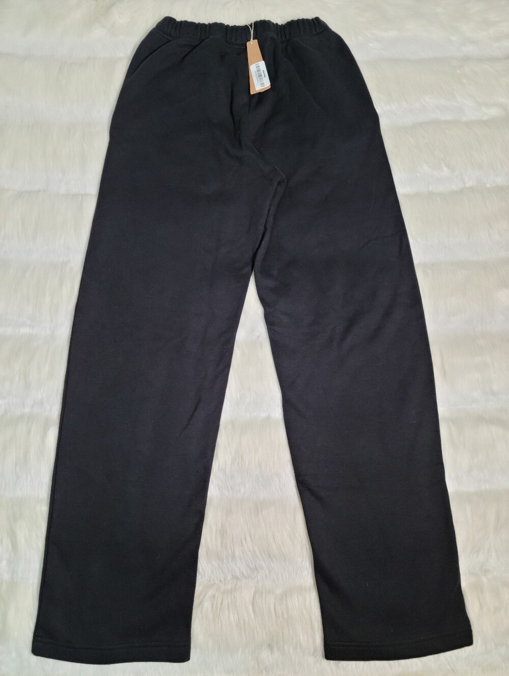 SKIMS Cotton Fleece Classic Straight Leg Pants Black Onyx Women XXS NEW - Picture 2 of 6